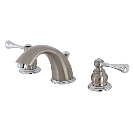 Kingston Brass KB3977BL 8" Widespread Bathroom Faucet, Brushed Nickel/Polished Chrome KB3977BL